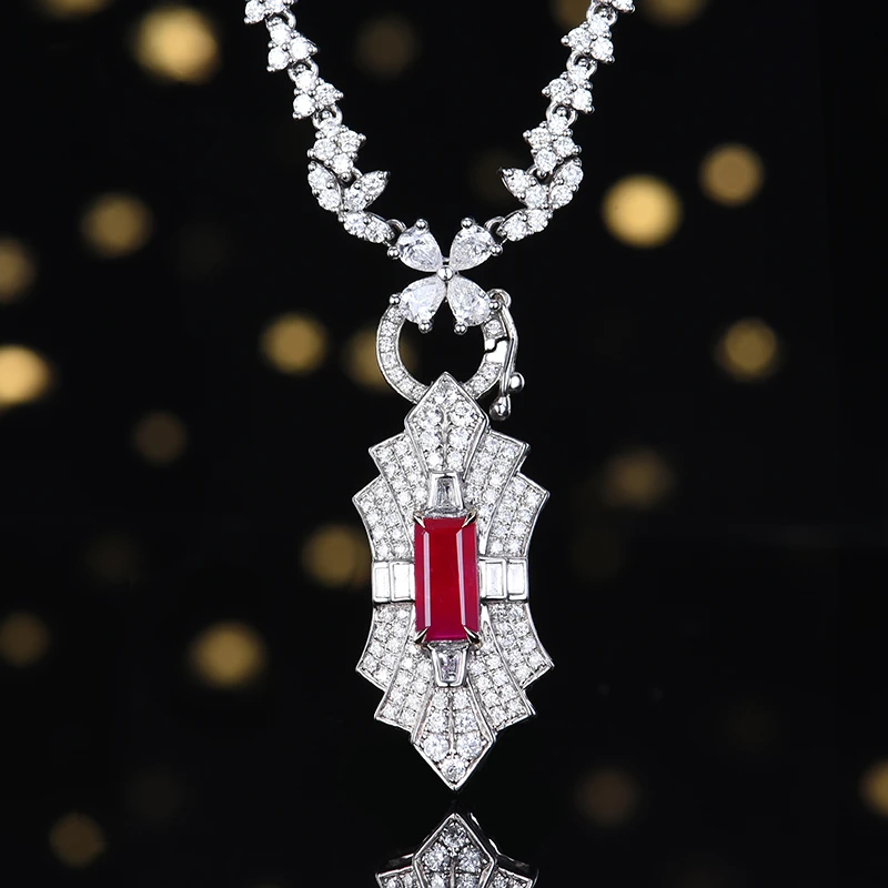 主石0.85克拉 GRC认证  18K金 天然无烧鸽血红红宝石吊坠