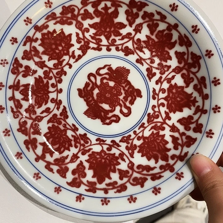 陶摆件釉里红壶承