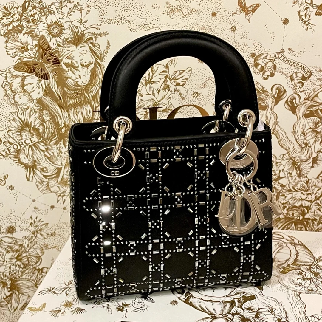 99新 DIOR/迪奥 Dior黑绸缎三格戴妃 26050105-02