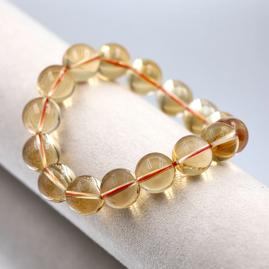 毕业级镜面全净玻璃体巴西黄水晶手串V3678-尺寸可选-多样性发一