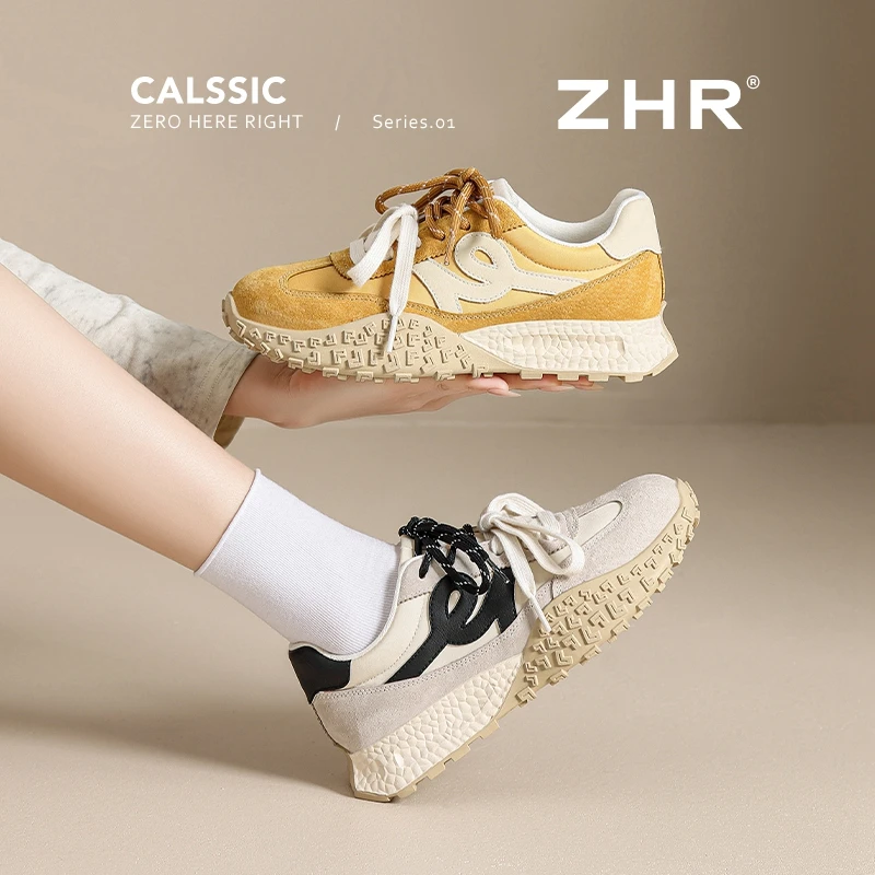 ZHR/则则阿甘鞋女2025春季新款厚底时尚百搭透气德训老爹休闲鞋Z