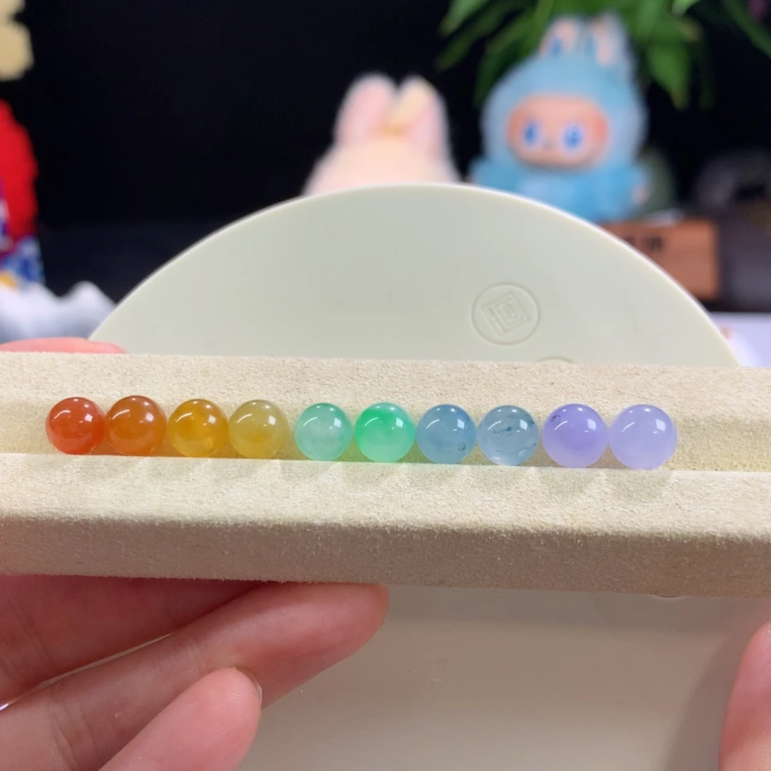 翡翠散珠彩虹翡翠手链