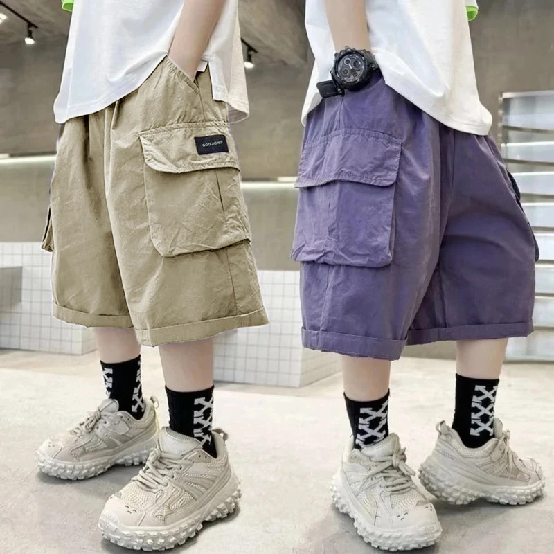 【纯棉】2025夏季新款男童纯棉五分裤时尚男孩短裤中大童休闲工装裤