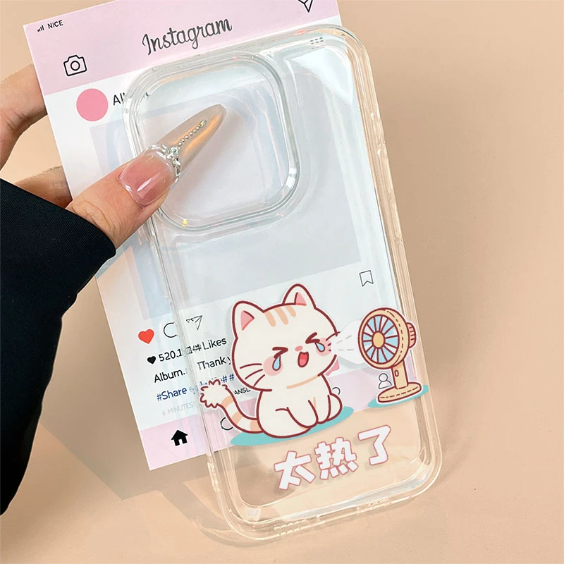 风扇哭泣猫适用苹果13手机壳软iphone16pro/15小米vivo华为oppo套