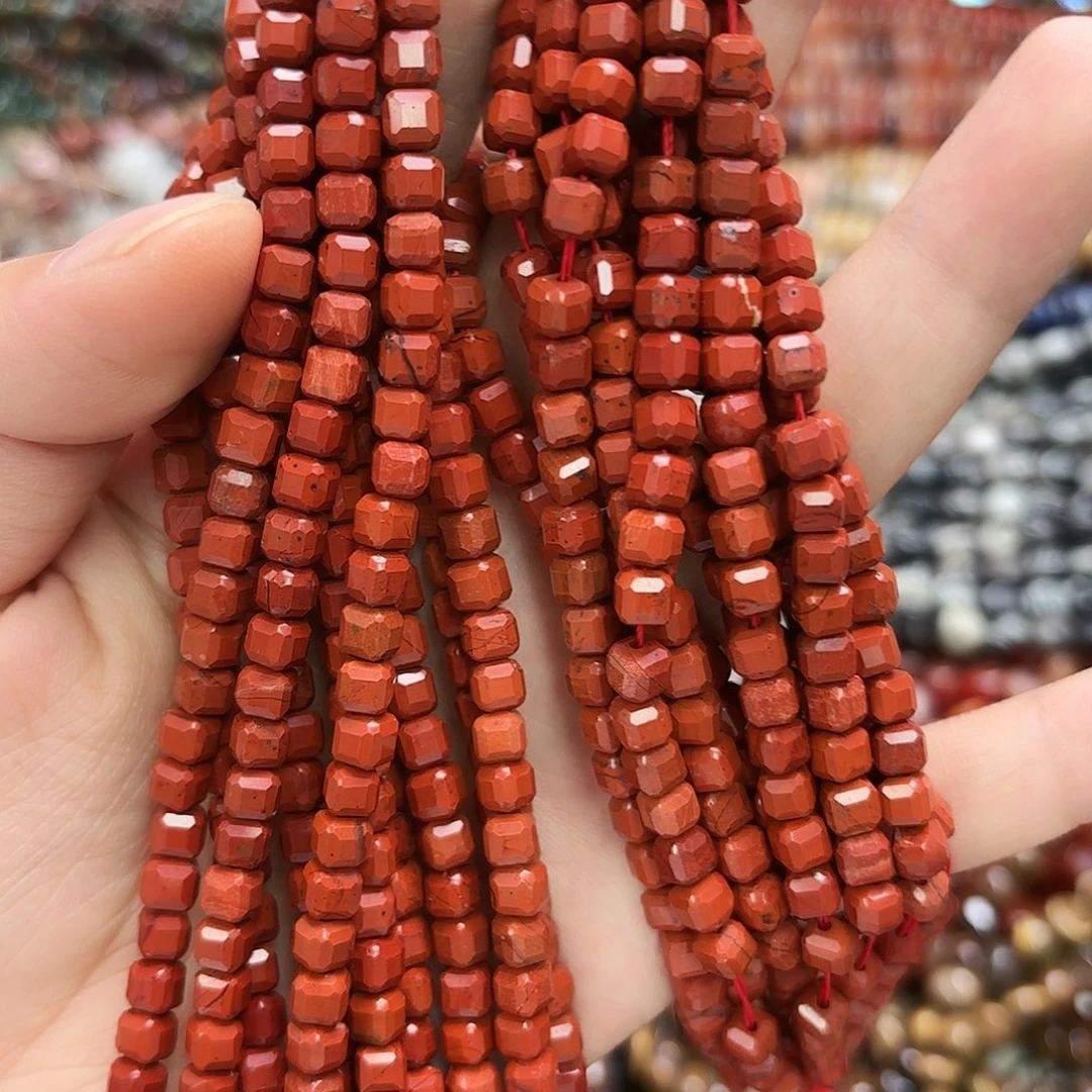 玛瑙/玉髓未镶嵌珠宝半成品5×5红石方切一条长30