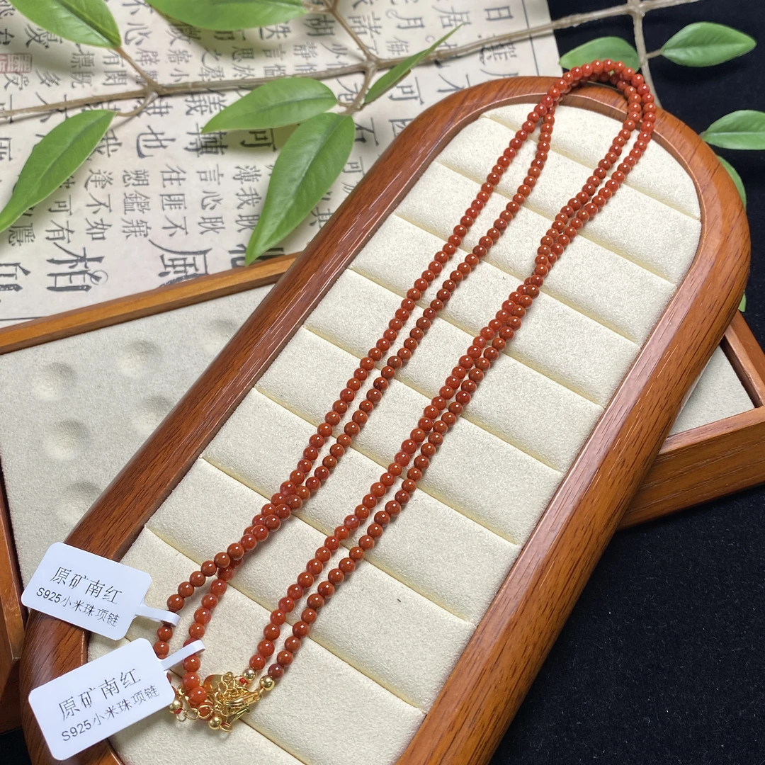 南红玛瑙S925小米珠项链-约3.5mm-HY023A1000-HJCY-多样性发一