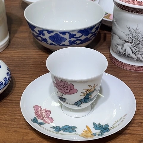 从***艺茶盏景德镇陶瓷茶杯一杯一碟