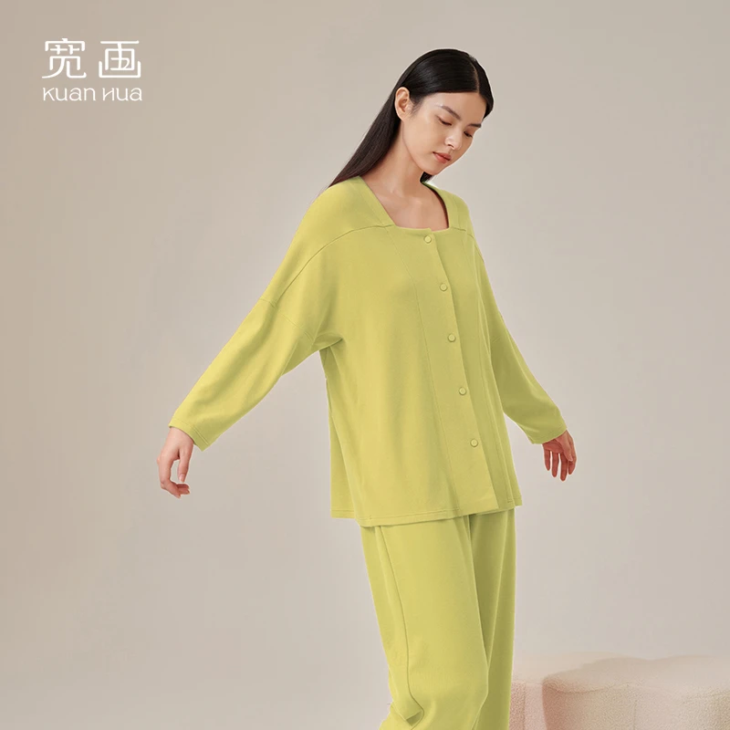 宽画【主播推荐自留款】秋冬舒适休闲保暖糖果色家居服套装-KH96772