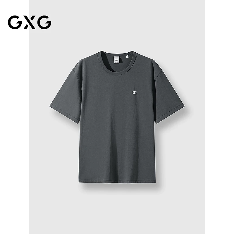 GXG男装 圆领T恤水洗设计上衣短袖针织 2025夏季新品#G25D442122