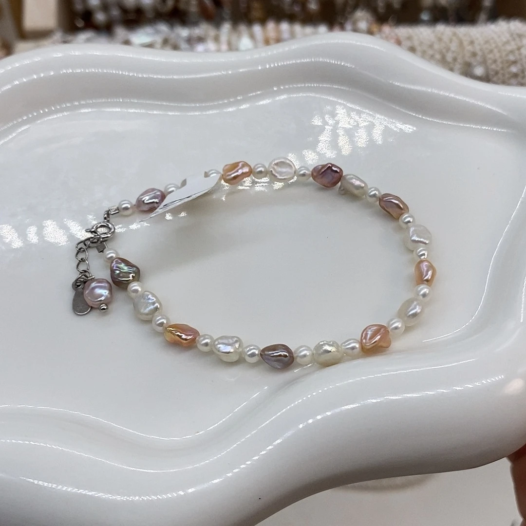 淡水珍珠银S925镶嵌手绳