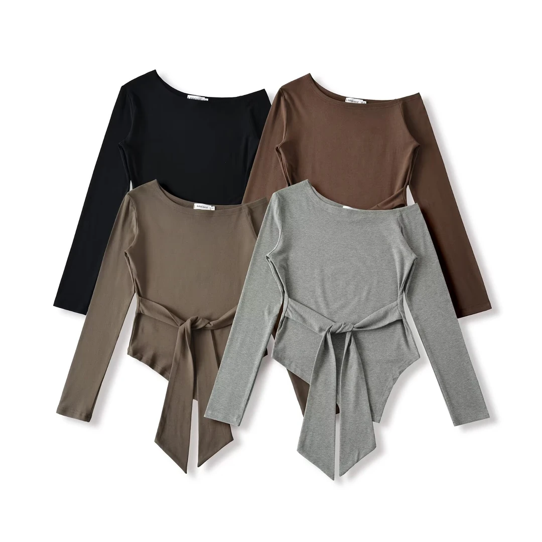 1602 绑带长袖打底衫