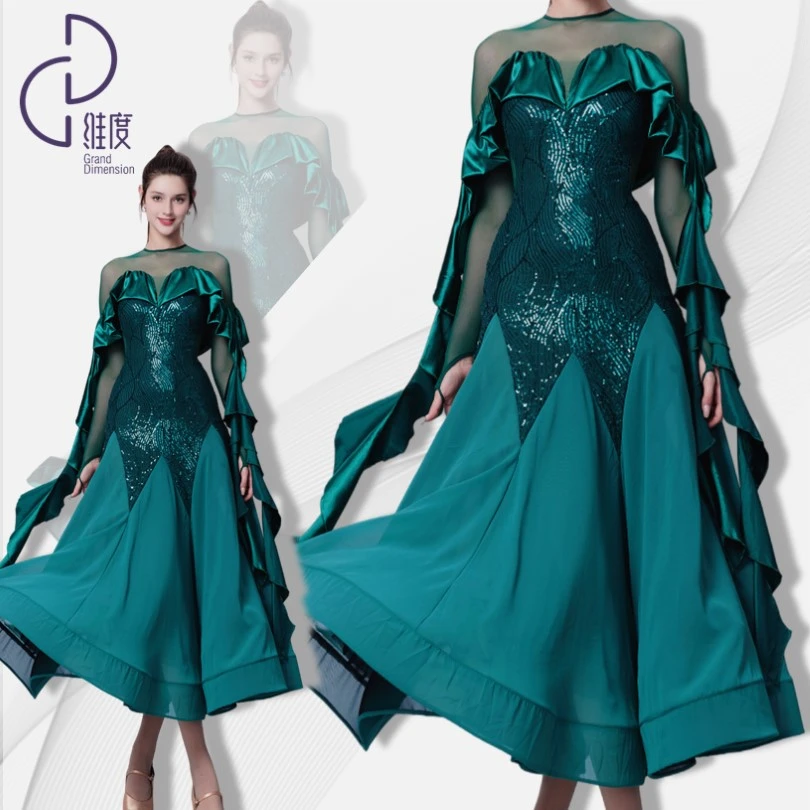 【维度舞服】SQ35新款连衣裙赛裙摩登蹈服练习服性感修身