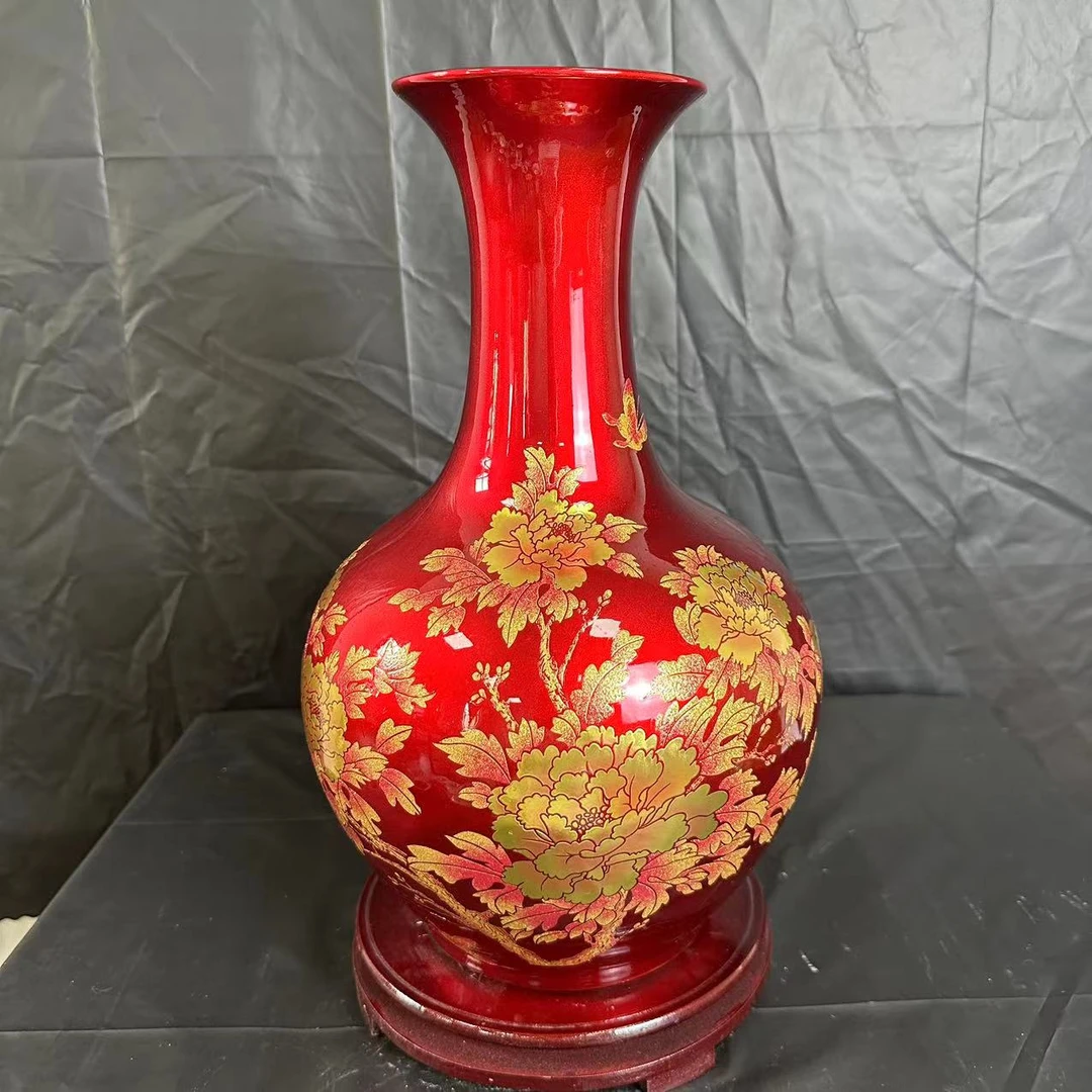 ZY-DP-A05花鸟精美赏瓶+底座/高38厘米宽22厘米仅有一件