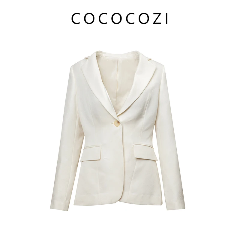 【何琢言专属】COCOCOZI春季新款绵羊毛修身重磅西装外套251CO012WT