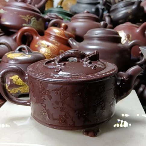 紫砂茶壶宜兴原矿紫玉金砂柴烧手工320cc紫砂壶