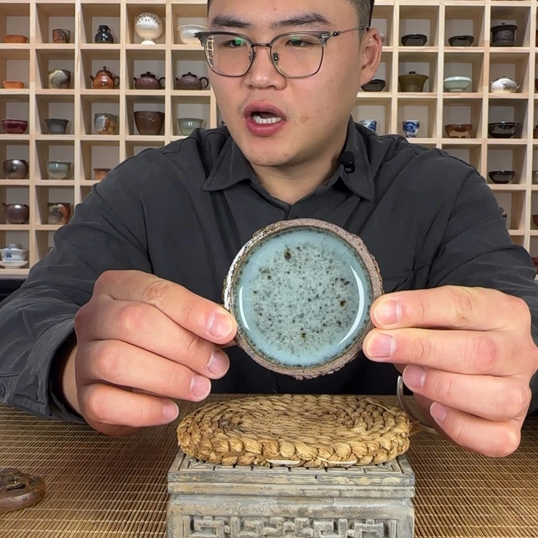 平阳窑手作青釉矸子泥杯垫