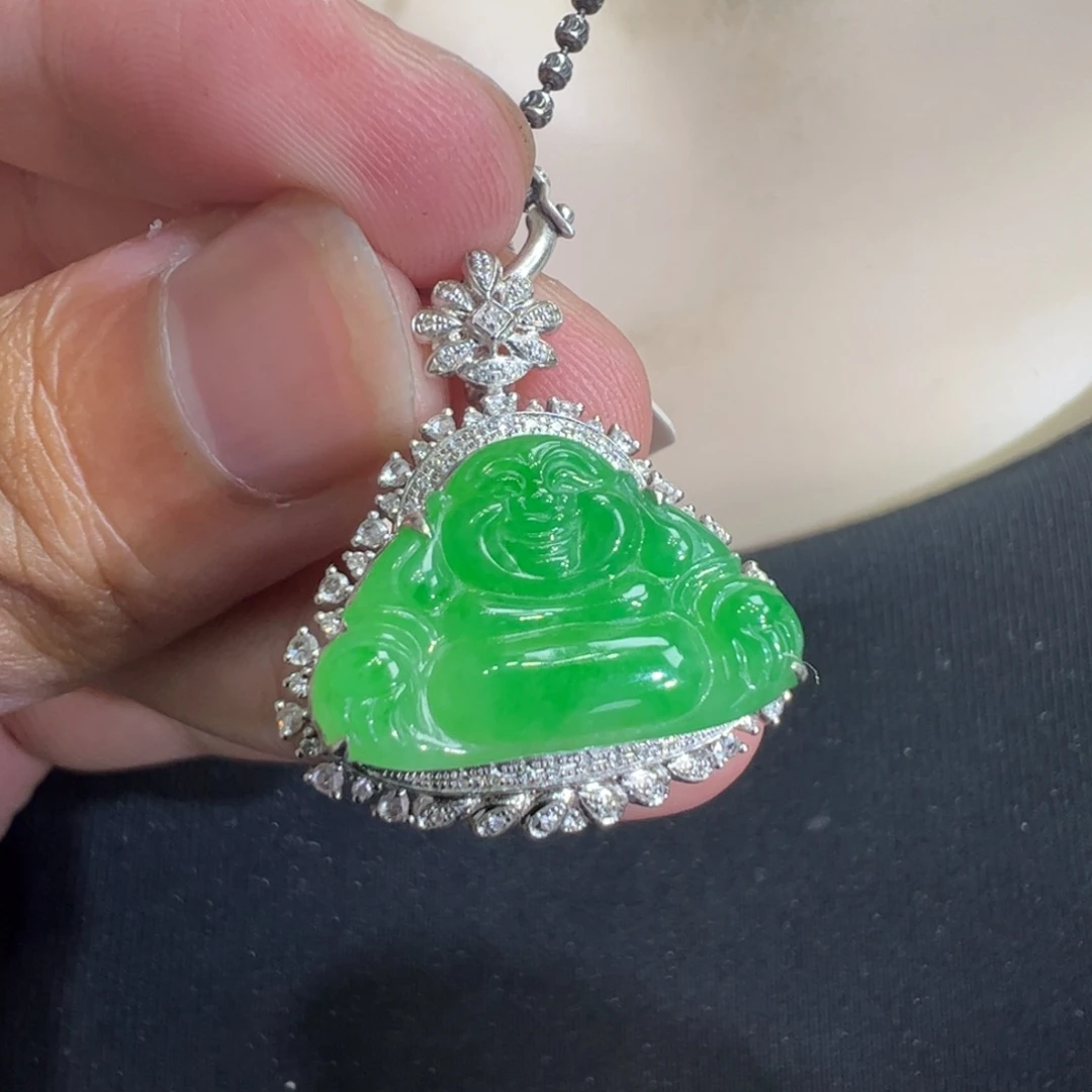 翡翠18K金镶嵌吊坠(不含链)