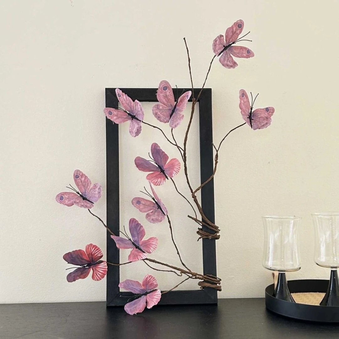 新中式蝴蝶仿真花假花摆件客厅桌面装饰品插花入户玄关摆件装饰