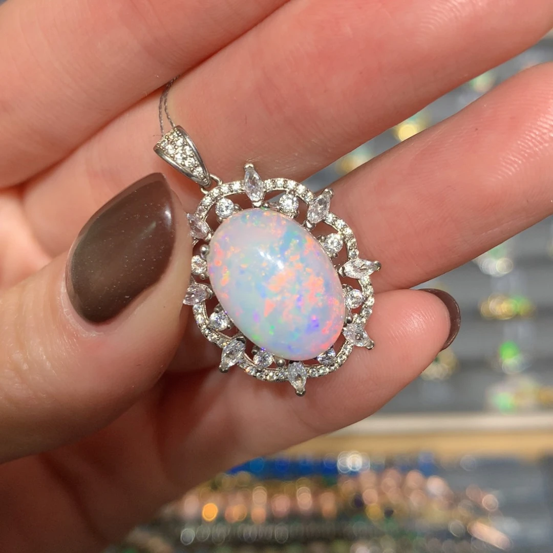 银S925镶嵌欧泊吊坠t