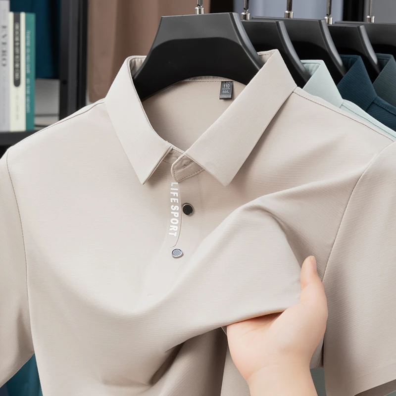 夏季新款男士polo衫商务休闲翻领短袖男时尚印花纯色上衣t恤外穿
