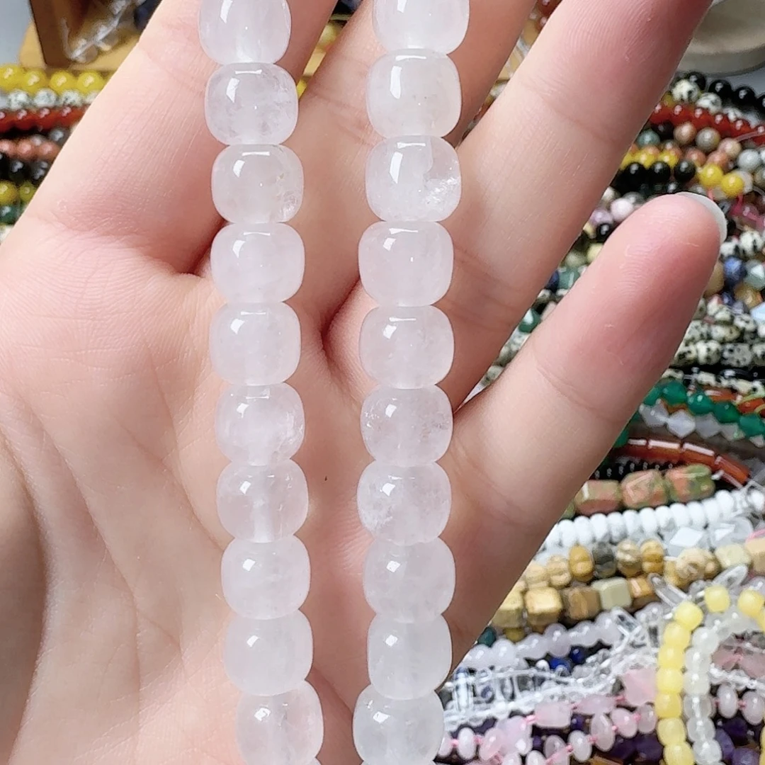 未镶嵌玛瑙/玉髓珠宝半成品卡10白水晶老型珠一条