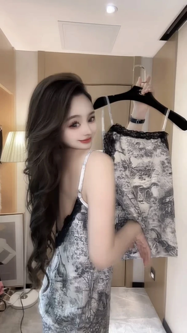 水墨画睡衣女夏季薄款纯欲新中式美背吊带短裤两件套装家居服