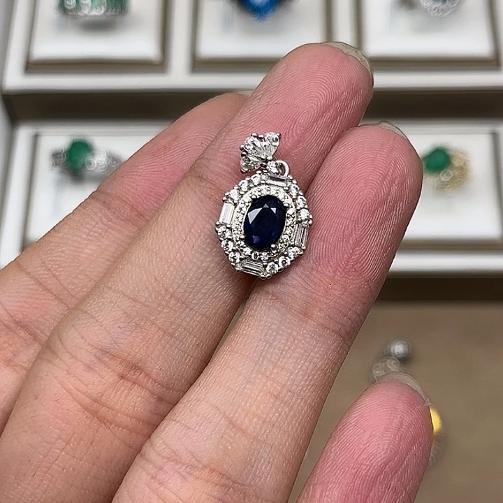 蓝宝石银S925镶嵌颈饰