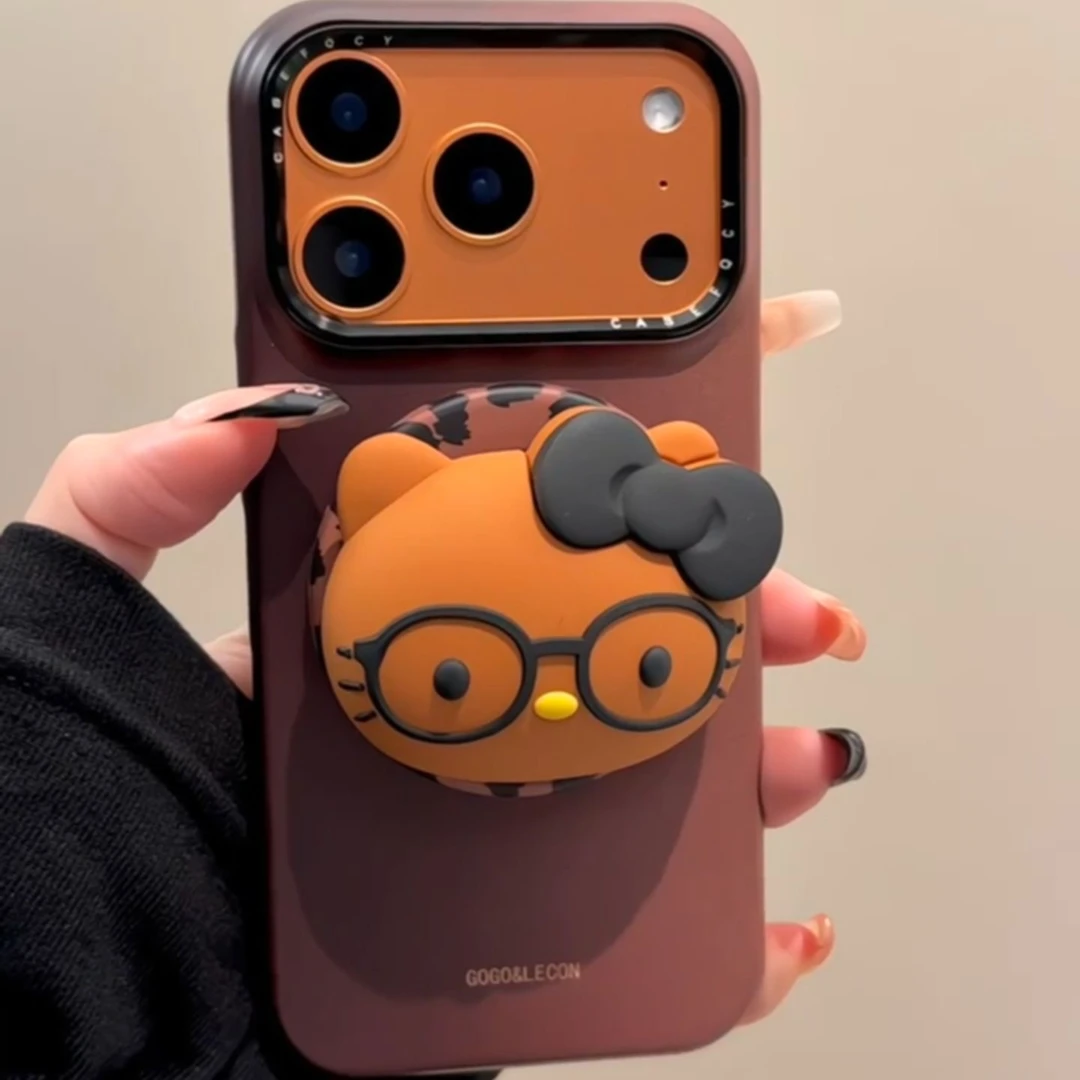 棕色渐变KT磁吸支架适用苹果17promax手机壳iPhone17新款16pro