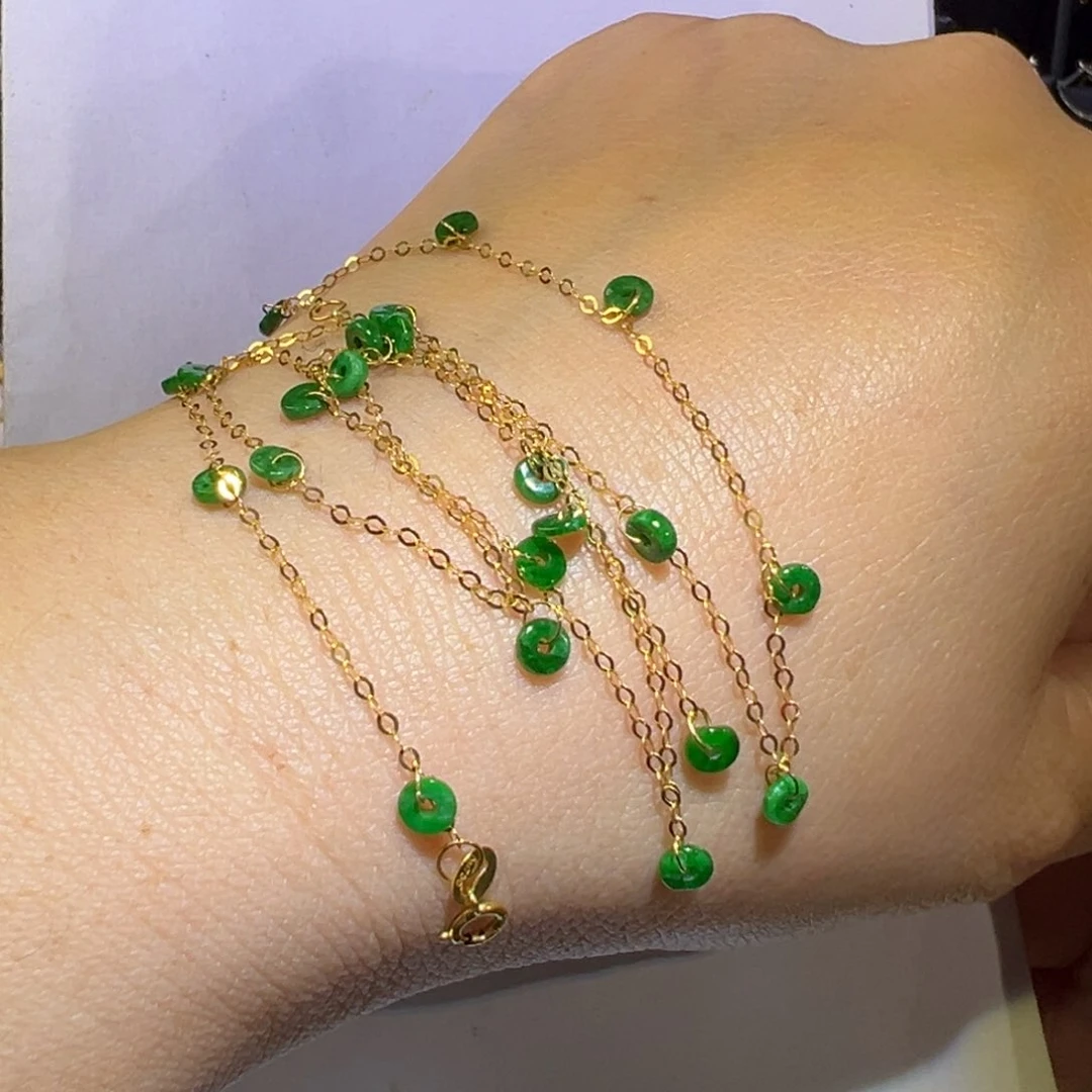 翡翠颈饰18K金镶嵌满天星