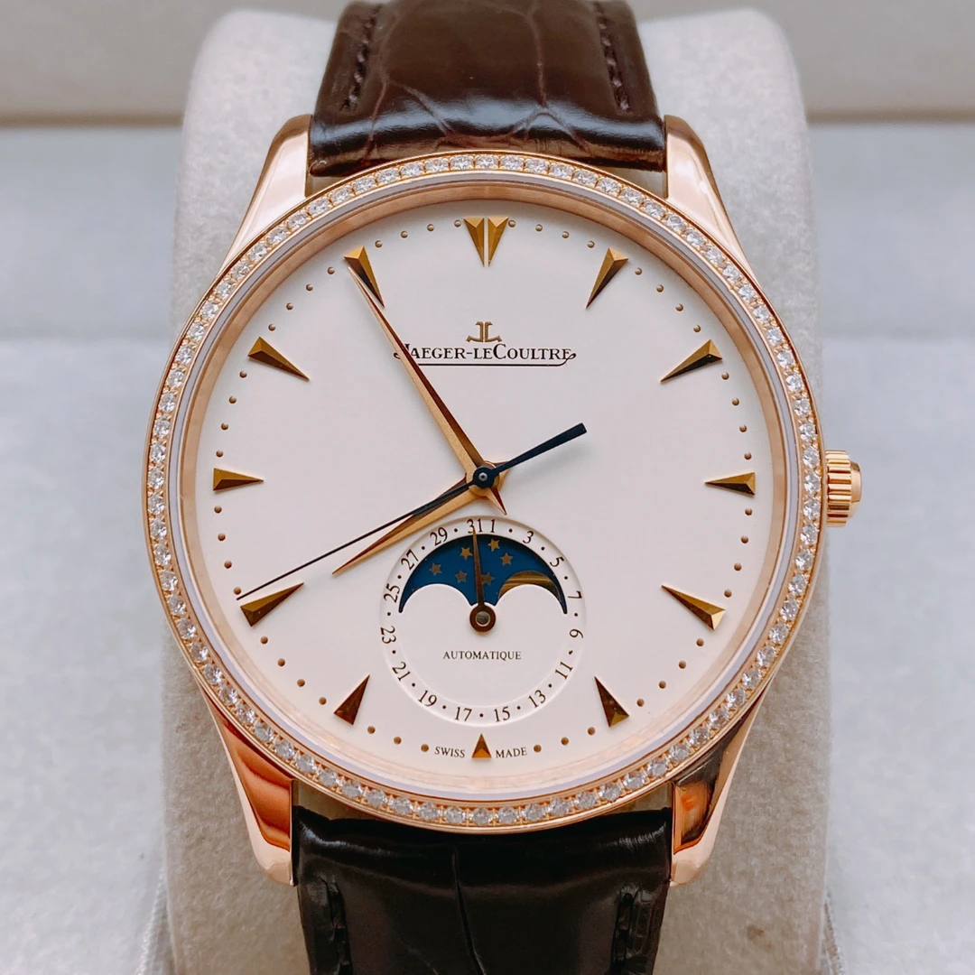 99新 Jaeger-LeCoultre/积家 月相大师 39MM 自动机械 皮带 原钻