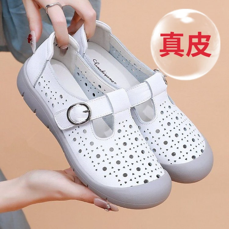 【万达撤柜】三只羊夏季凉鞋镂空2025休闲洞洞鞋休闲一脚蹬妈妈鞋女