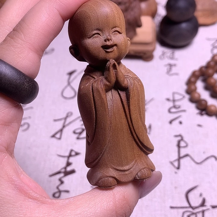 五****檀香木小无忧和尚摆件