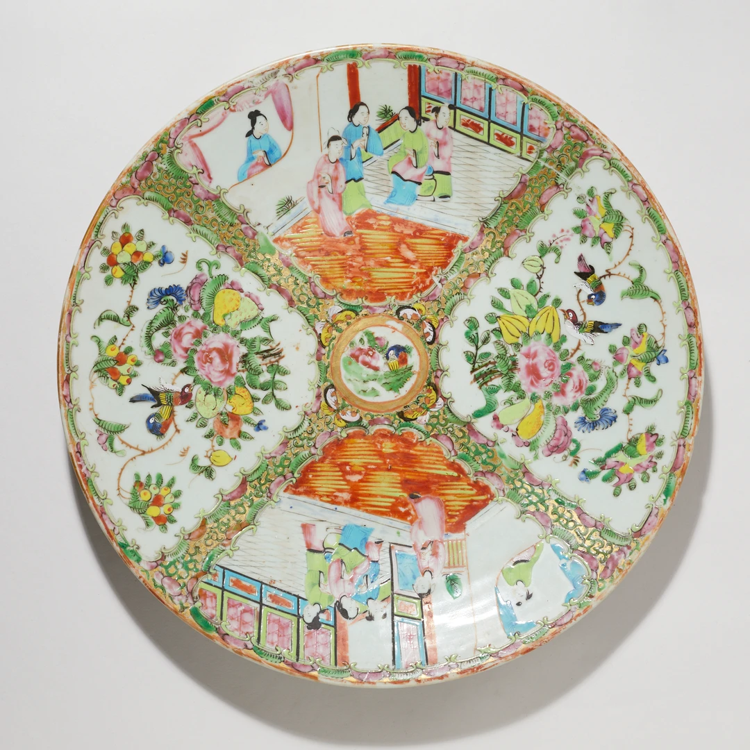 4102清晚期·广彩人物大赏盘【古董拍卖】