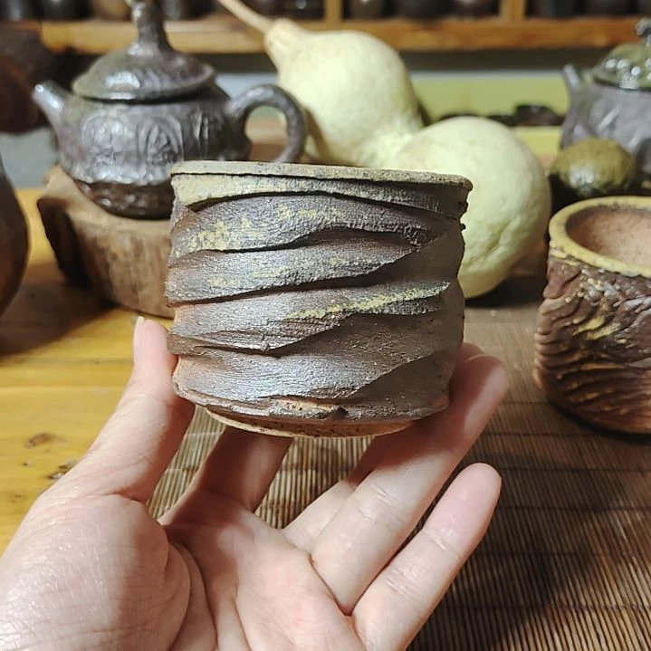 白泥纯柴烧全手工茶杯125C
