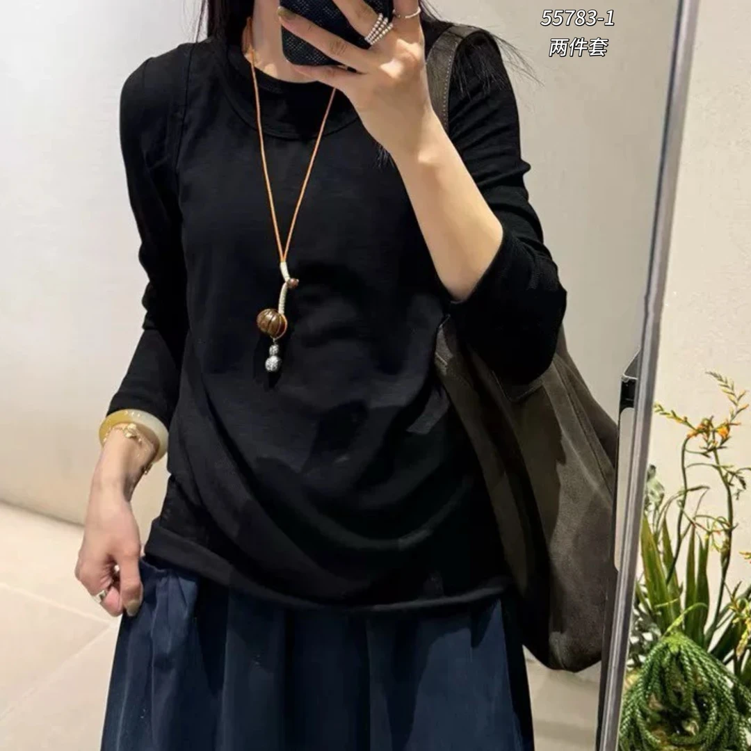 55783-1（部分无水洗唛，介意慎拍）SANFAN新款真两件圆领打底长袖