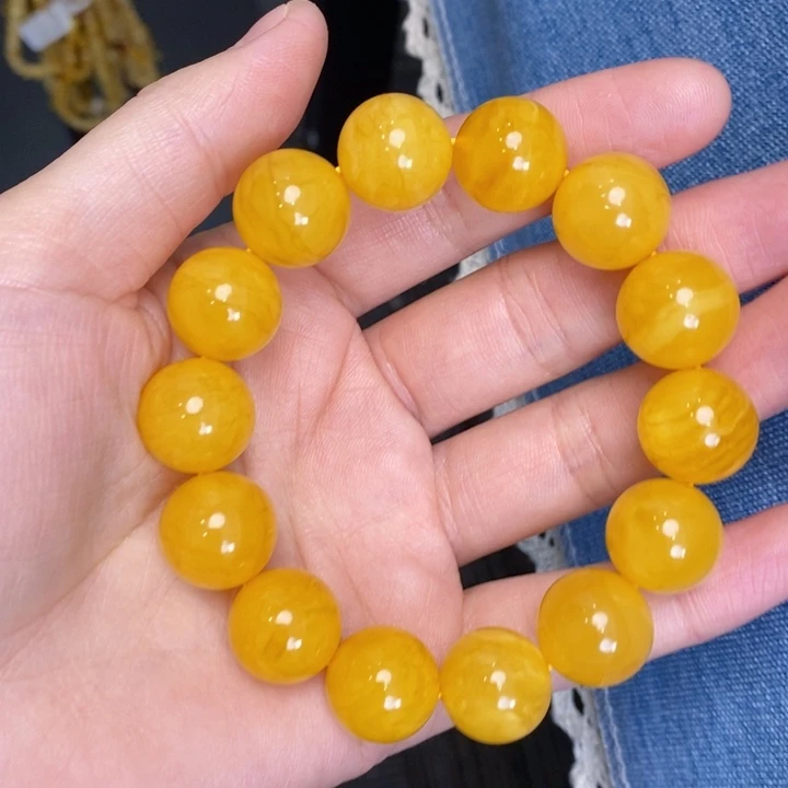 蜜蜡手链未镶嵌天然无优化琥珀蜜蜡