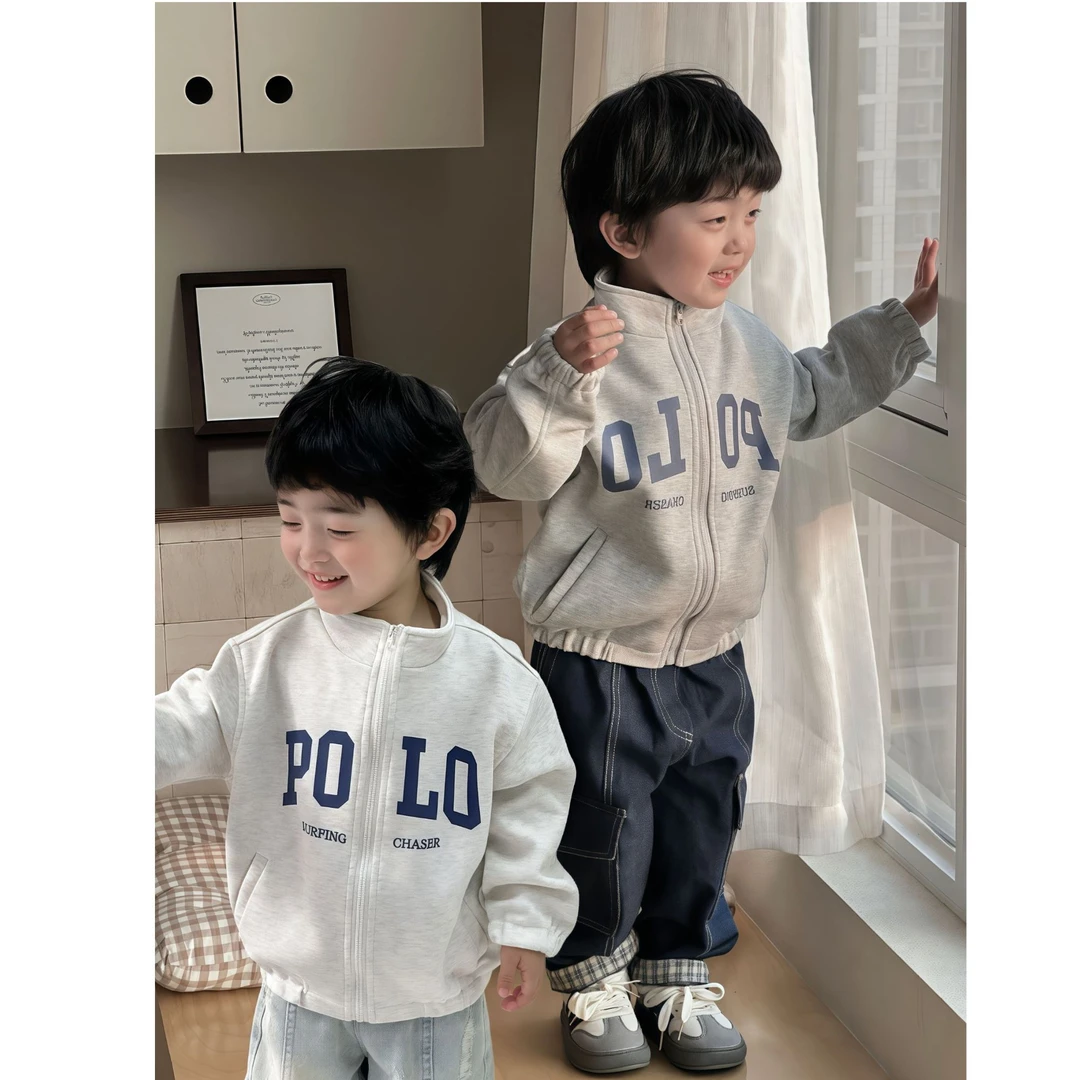 【棉烊印花立领卫衣】中小童简约春秋季儿童踏春百搭上衣外套