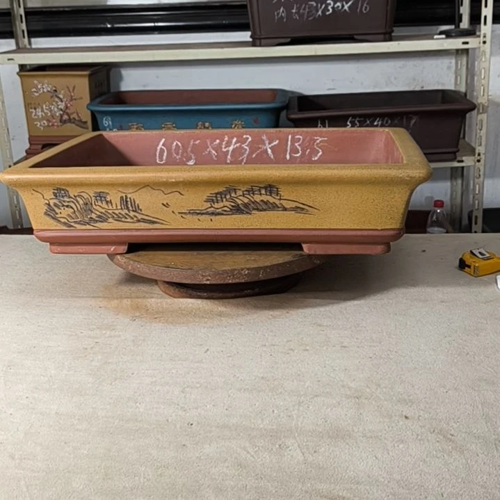 紫砂花盆芝麻黄色长方