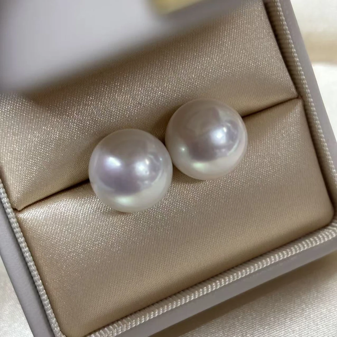 【波霸】 5A！馆藏级14-15mm 淡水珍珠鸽子蛋龙珠耳钉