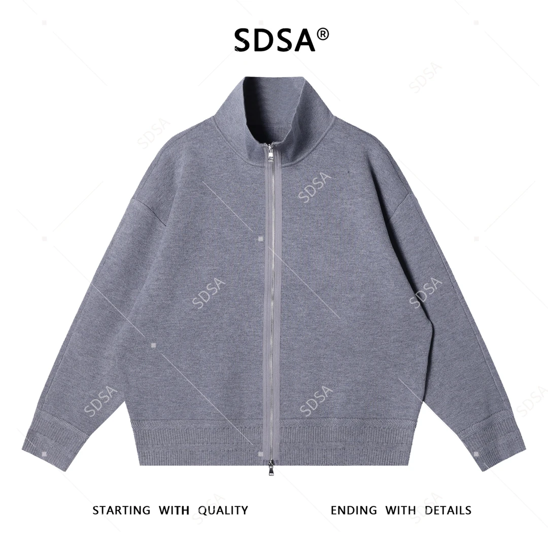 SDSA男士秋冬新款痞帅男装简约纯色拉链高领毛衣时尚宽松针织衫