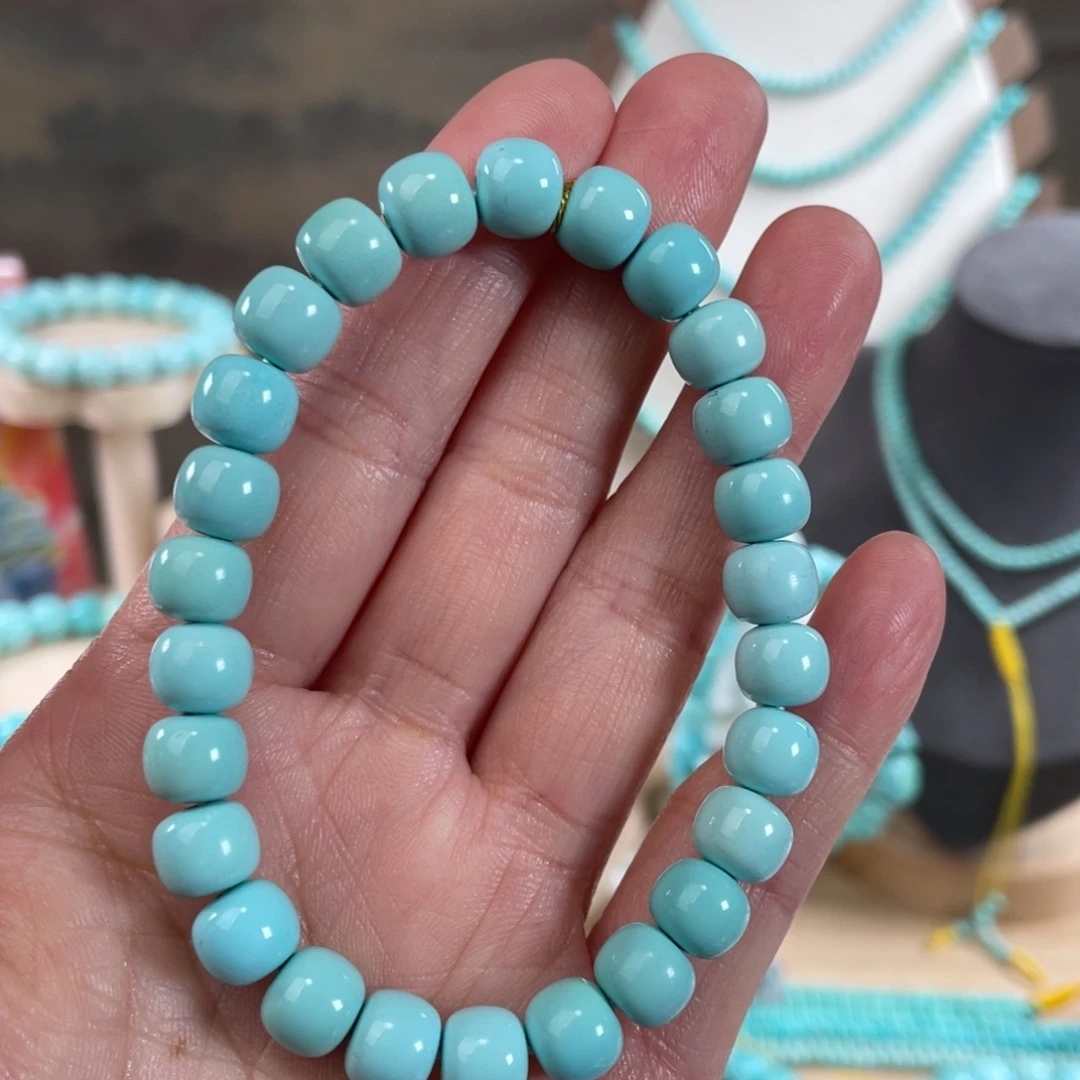 绿松石未镶嵌套链8+精品老型手串