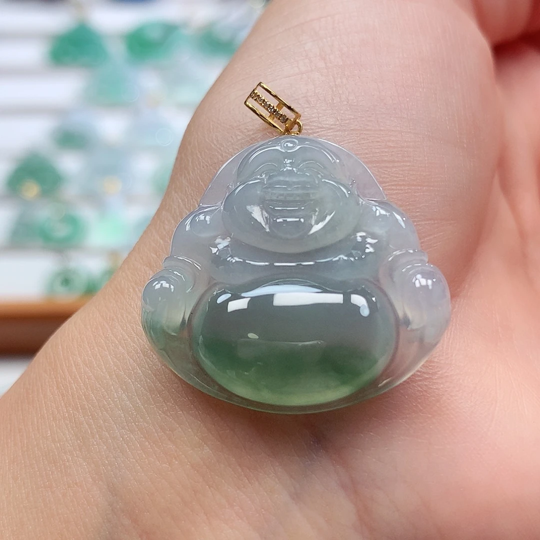 翡翠18K金镶嵌吊坠(赠链)27.3-29.5-6