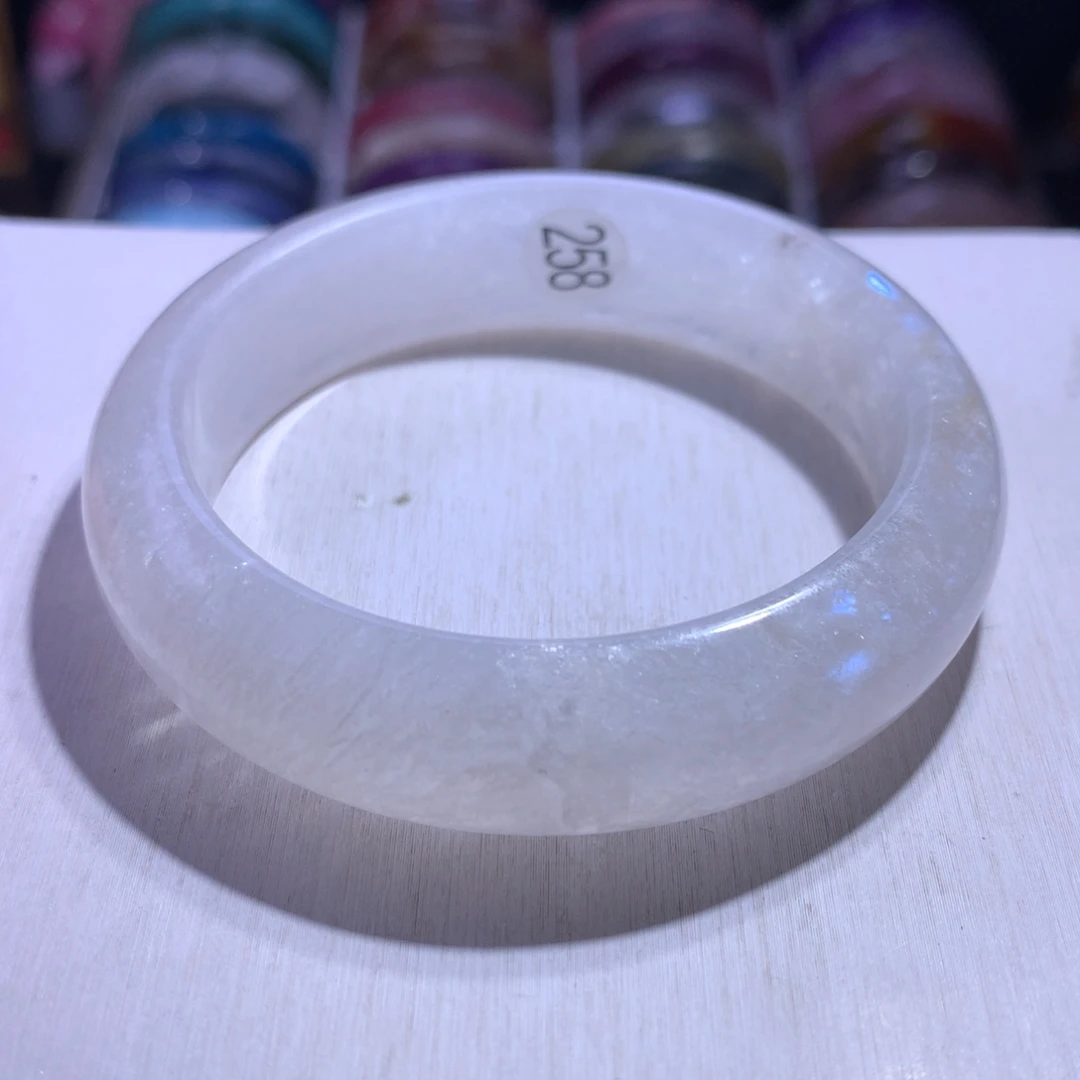 水晶手镯银S925镶嵌蓝月光56.6圈258