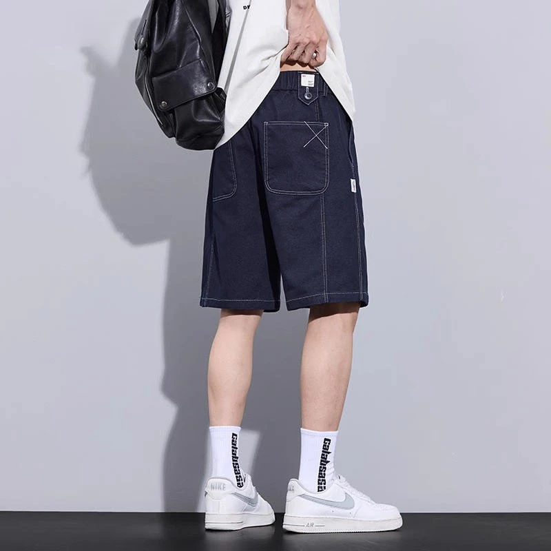 臣吾夏季薄款牛仔短裤男士2025新款直筒宽松美式休闲五分中裤子男