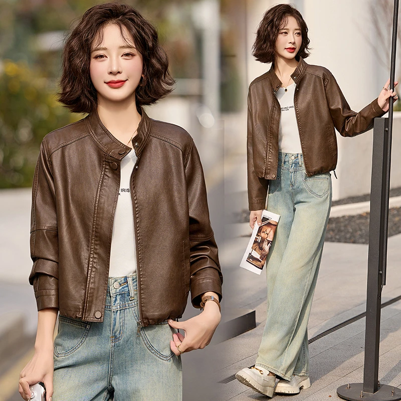 小皮衣外套女短款2025新款春秋酷飒气质洋气休闲复古PU皮夹克上衣
