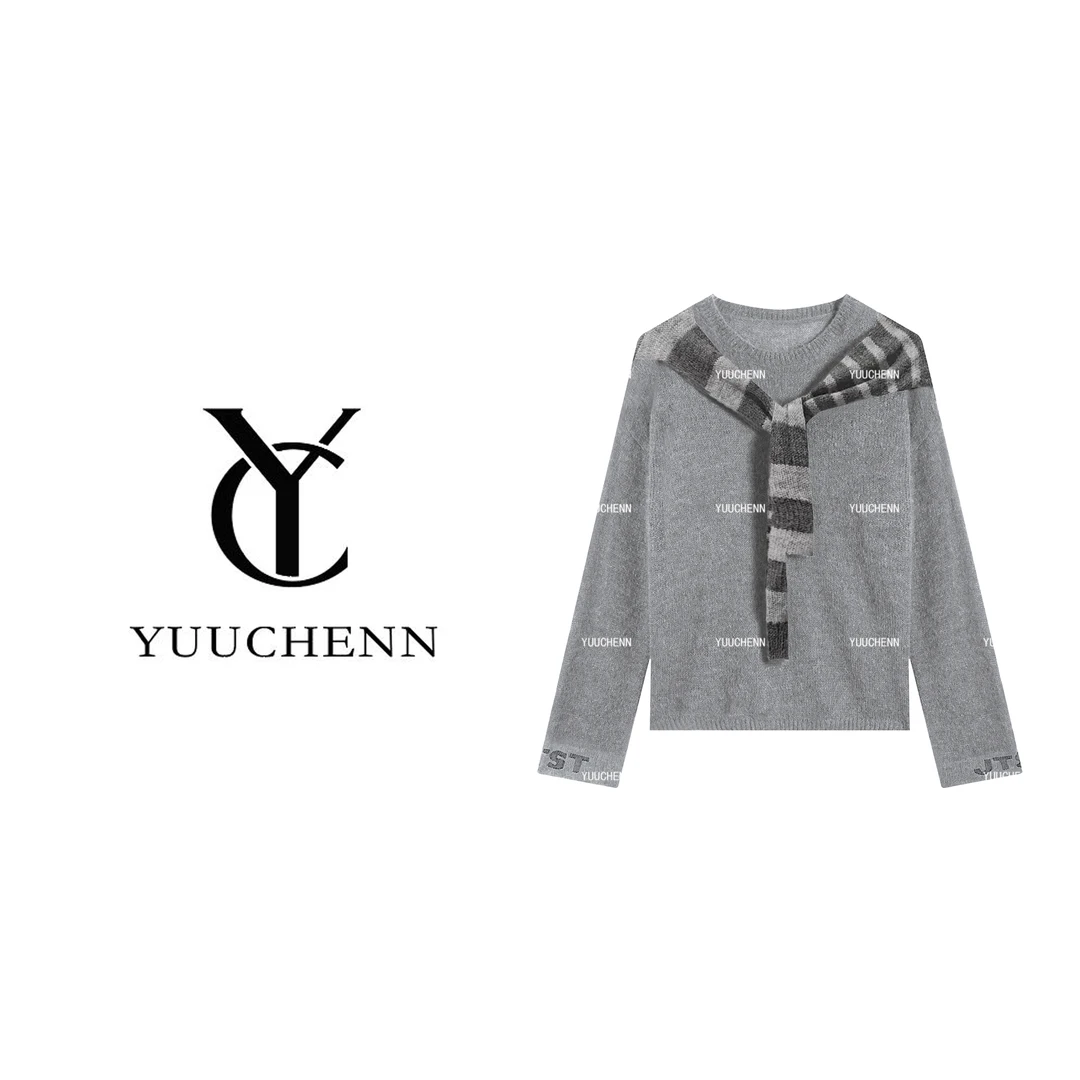 YUUCHENN 复古披肩毛衣女秋冬圆领针织长袖上衣JYY-5235