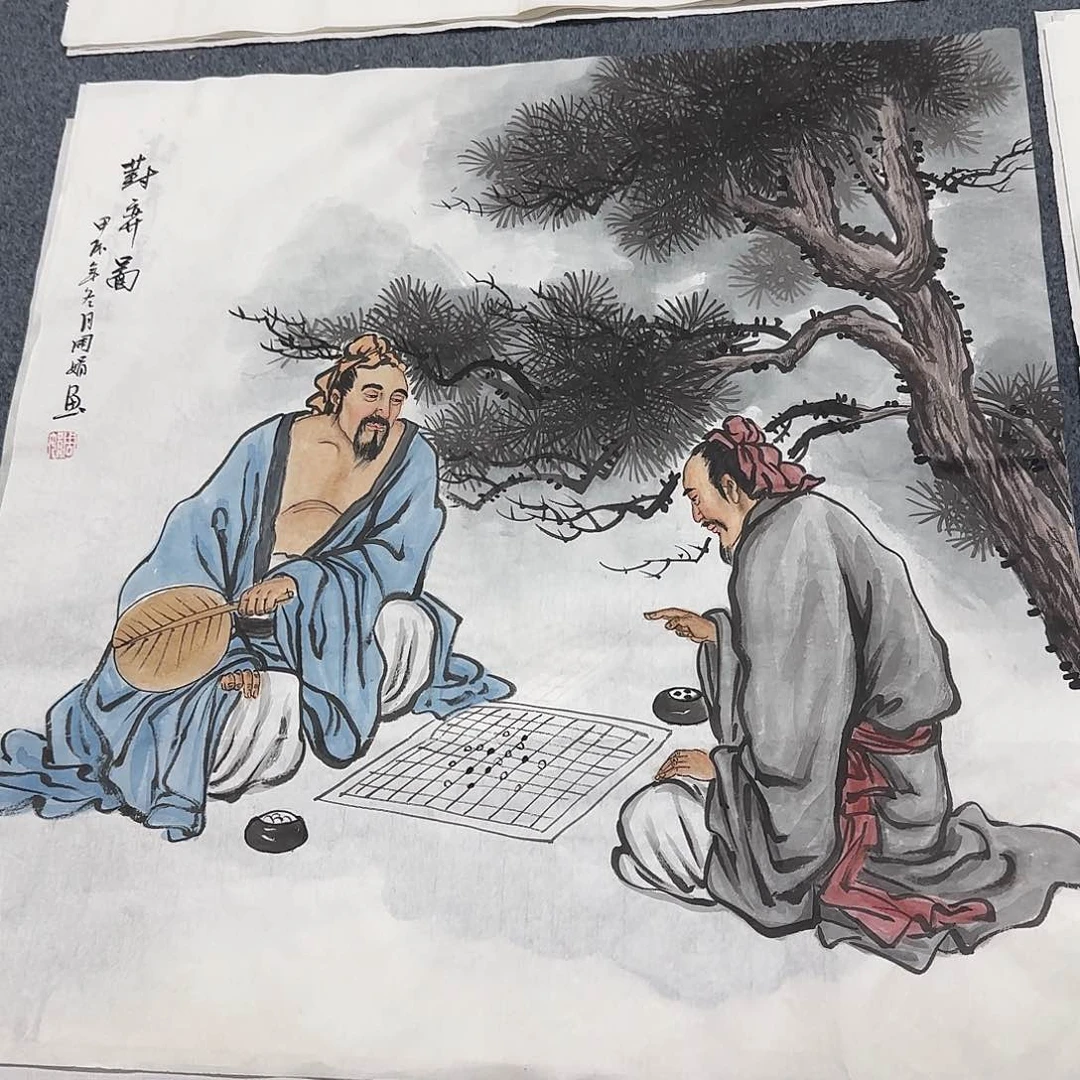 国画尺寸70X70手绘作品