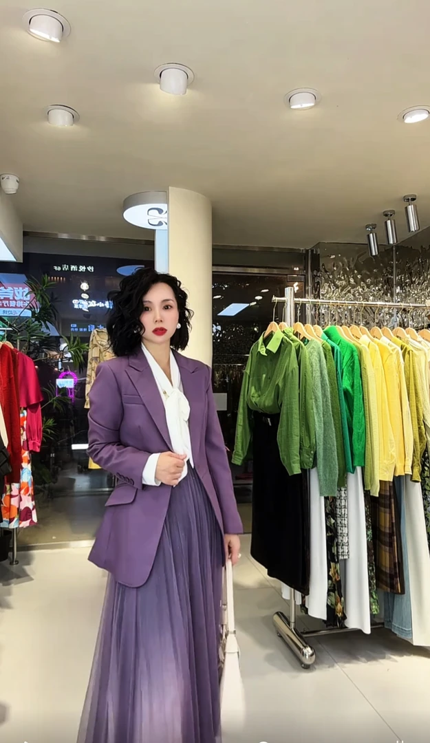 1423*紫色干练女神范职场正装西装