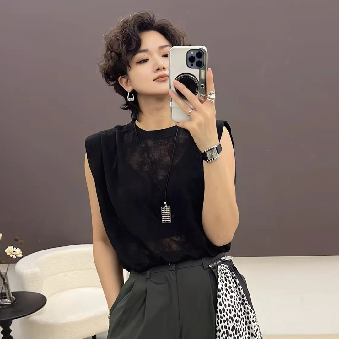 【玫瑰缘】欧货设计师款淑女时尚网红休闲简约黑色短款上衣