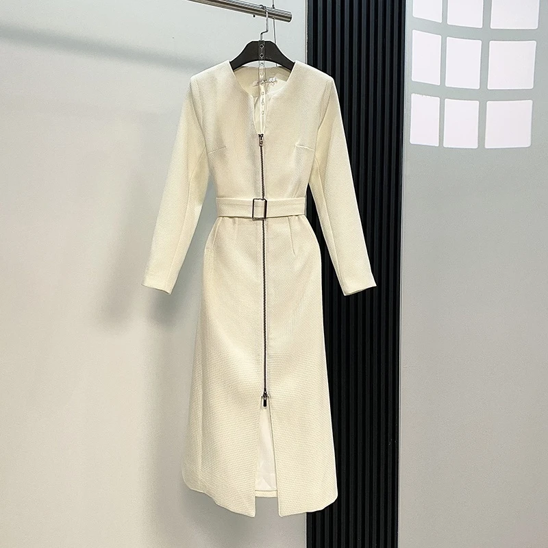 小香风外套女中长款2025早秋新款时尚气质简约大气修身显瘦风衣裙